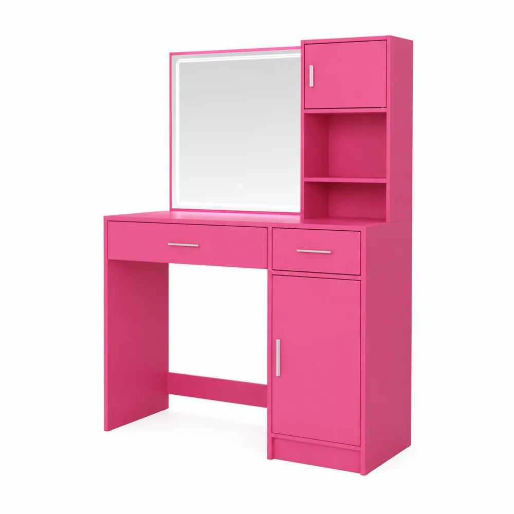 Schminktisch mit Spiegel und Stauraum MDF Pink – Shoreley