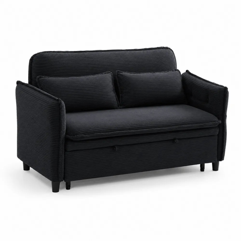 Cordstoff Schlafsofa Schwarz 2-Sitzer 150 cm