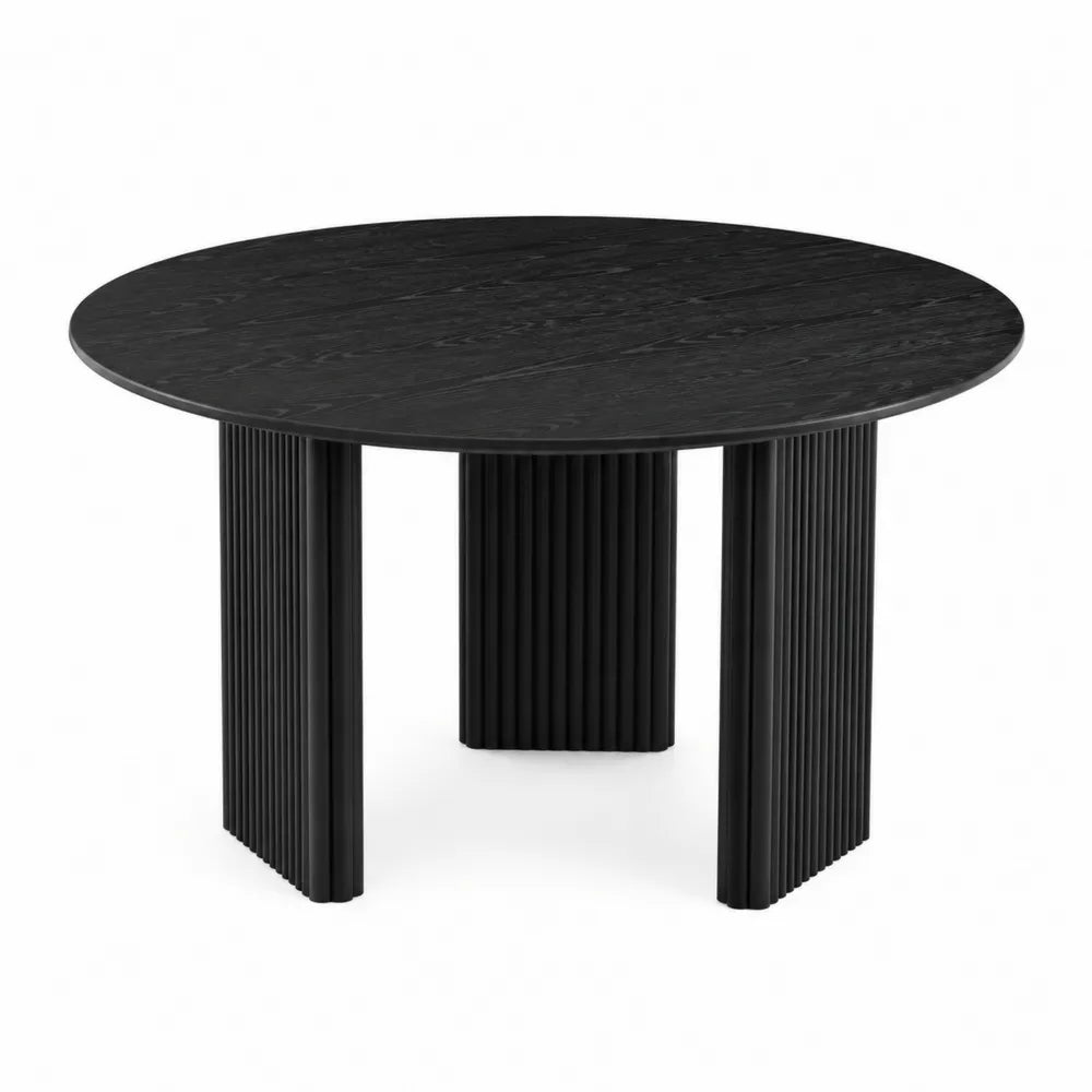 Runder Tisch aus Eichenholz Schwarz Ø120 cm
