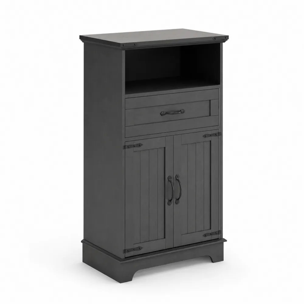 Holzschrank mit Schublade und Türen, Schwarz