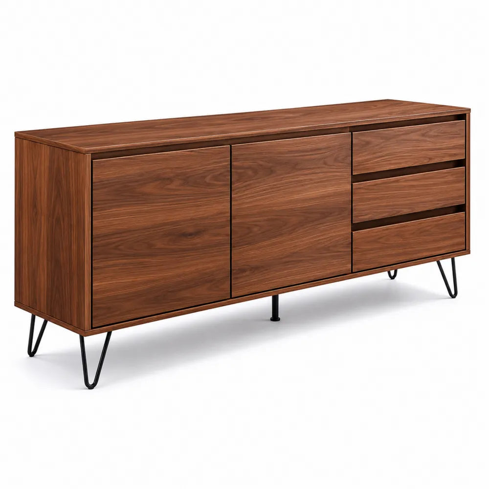 Sideboard Walnuss mit Metallbeinen 150x40x75 cm