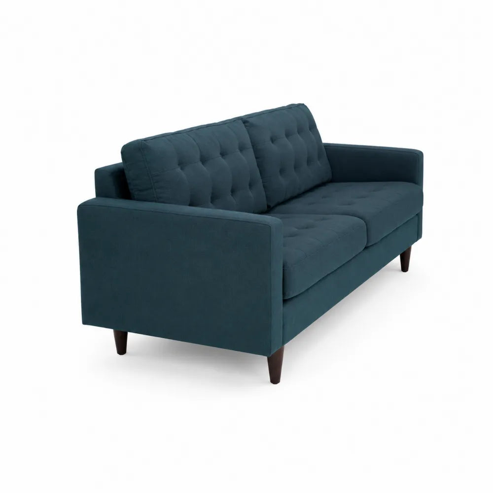 3-Sitzer-Sofa mit Stoffbezug und Holzfüßen, Dunkelblau