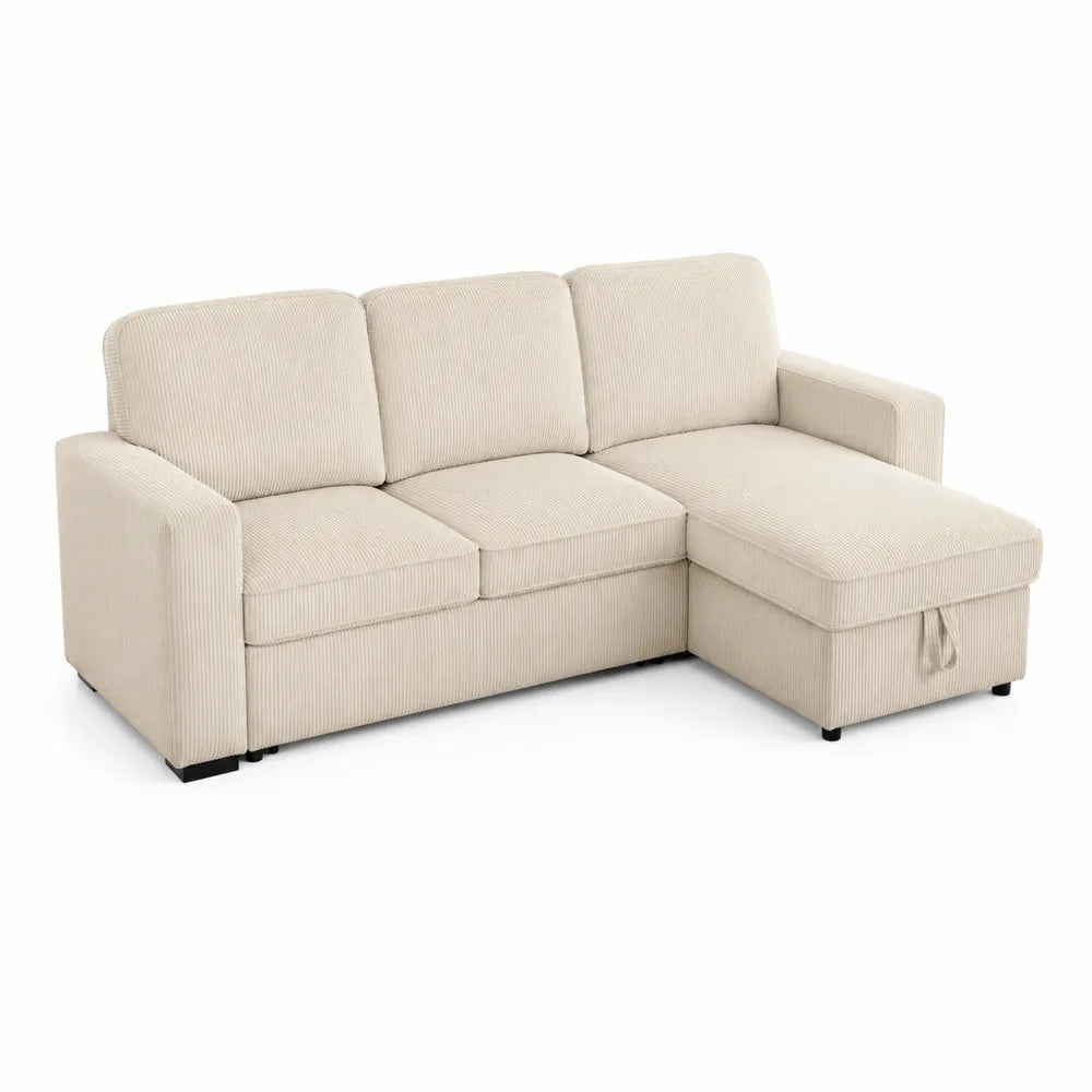 Ecksofa mit Schlaffunktion Cord Beige