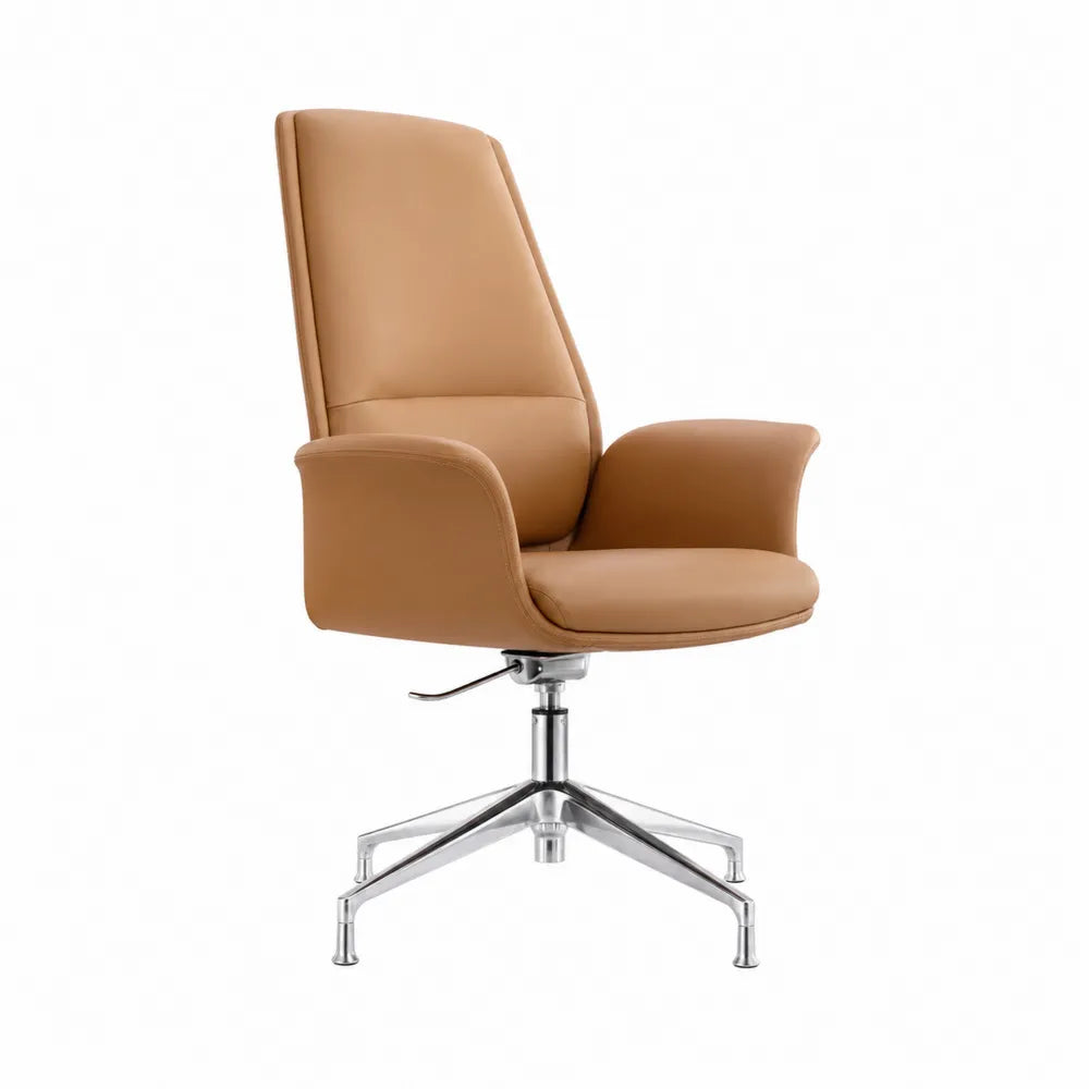 Bürostuhl Leder Aluminium Braun