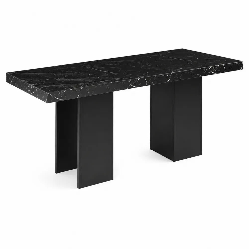 Esstisch Rechteckig Schwarz Marmoroptik 180x90x75cm