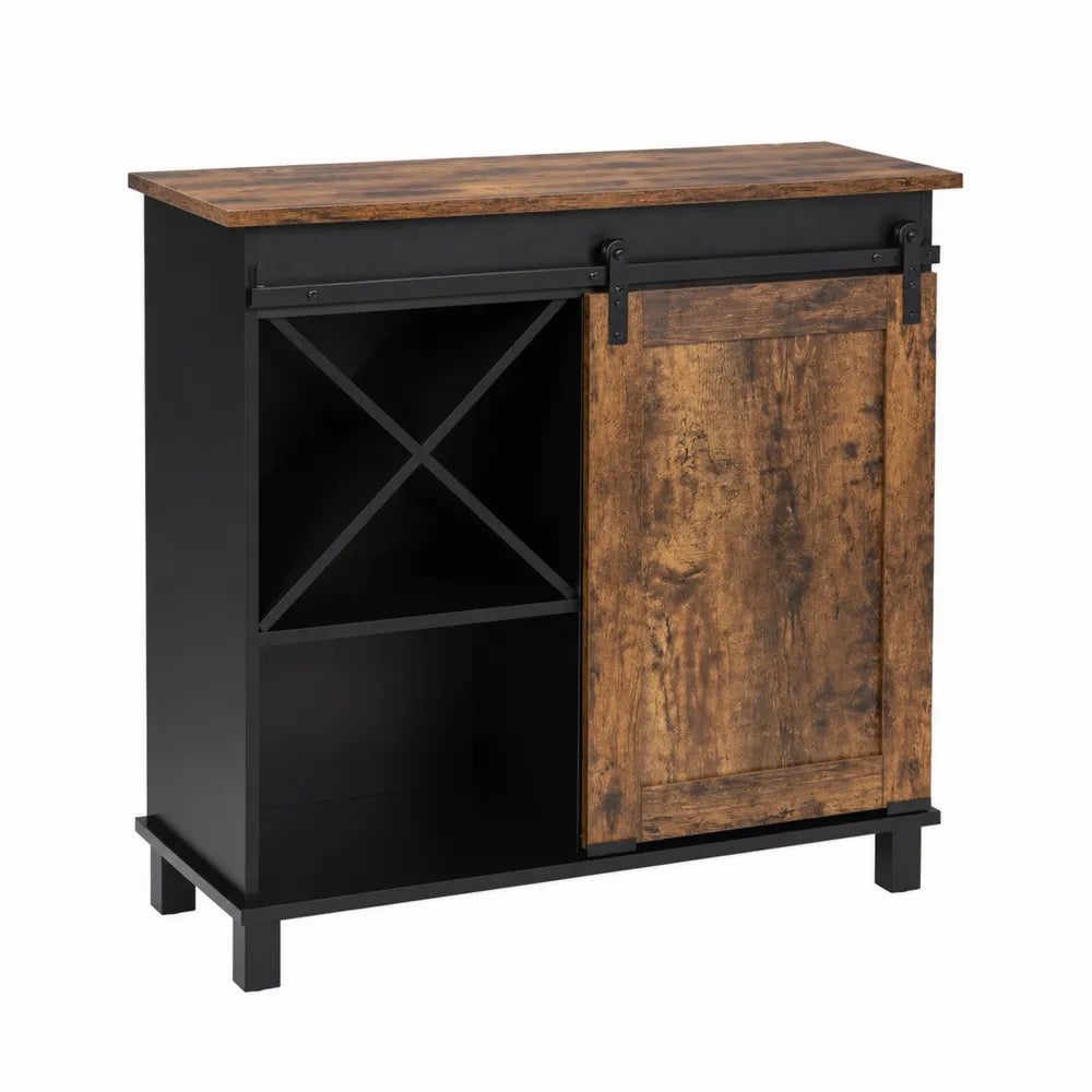 Sideboard aus Holz und Metall mit Schiebetür
