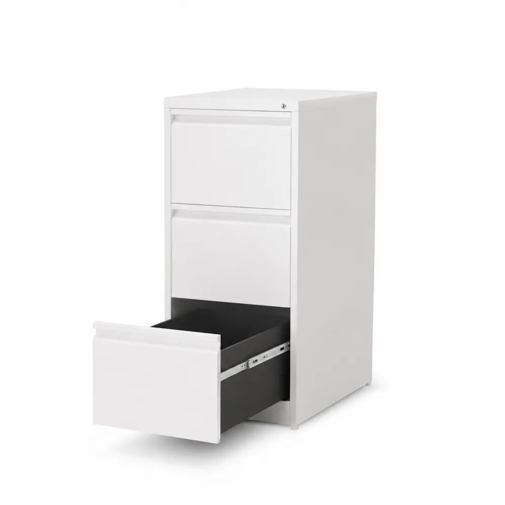 Metall-Aktenschrank mit 3 Schubladen Weiß 102cm