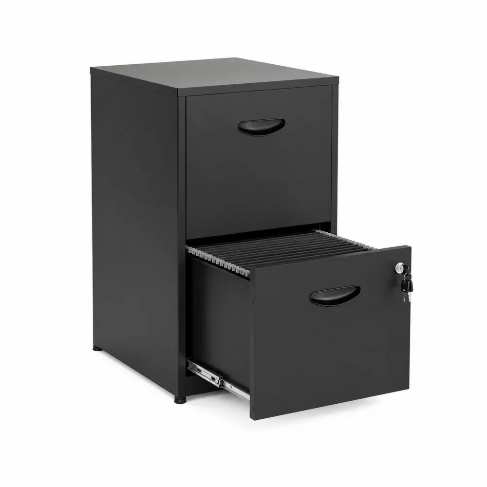 Metall-Aktenschrank mit 2 Schubladen Schwarz
