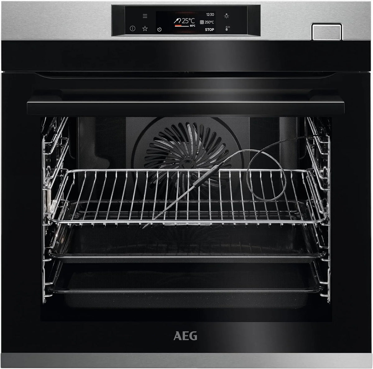 AEG Backofen BSS57606BM 7000, Einbau, Pyrolyse Selbstreinigung, LED-Touchdisplay, 45 Automatikprogramme, Kerntemperatursensor, in Schwarz