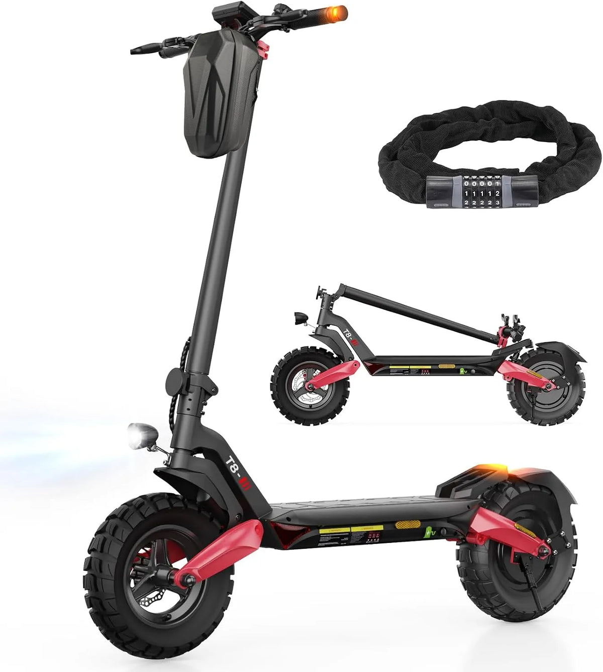 Mit Straßenzulassung E Scooter, 80-100 KM Reichweite, 10 Zoll Offroad Luftreifen, ABE Elektroroller mit Doppelter Stoßdämpfung, App, Spannung 48V 15Ah