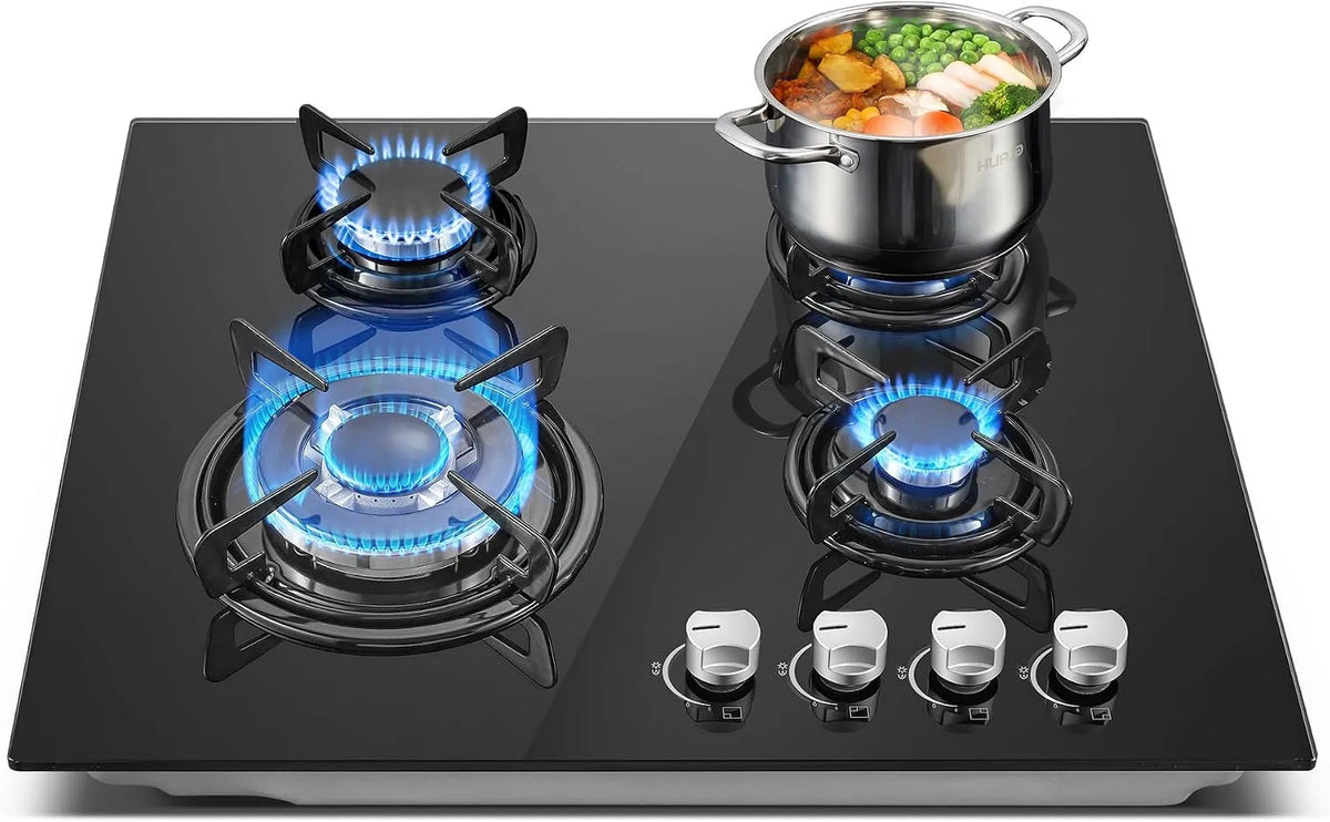 Kochfeld 220-240V, TopStrong Gaskochfeld 4 Flammig, 60cm Gaskochfeld Gasherd mit Automatischer Thermoelementschutz, Leistung 8060W, ，Erdgas, Propangas