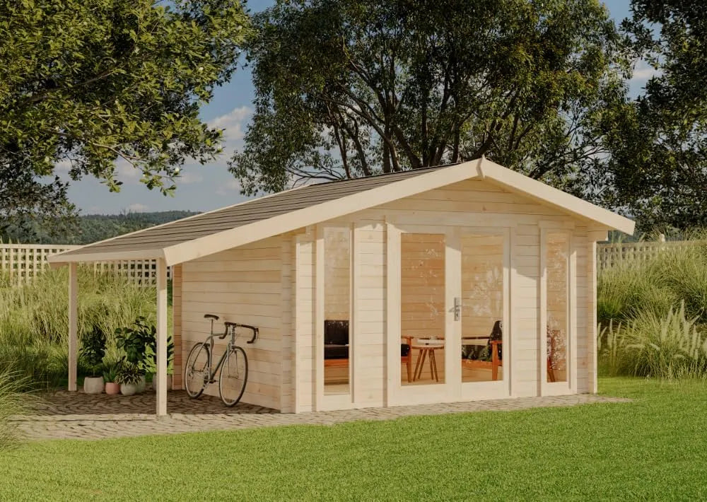 Gartenhaus, Mirko Modern D aus Holz Holzhaus Wandstärke: 40 mm Inklusive: Schleppdach Blockbohlenhaus