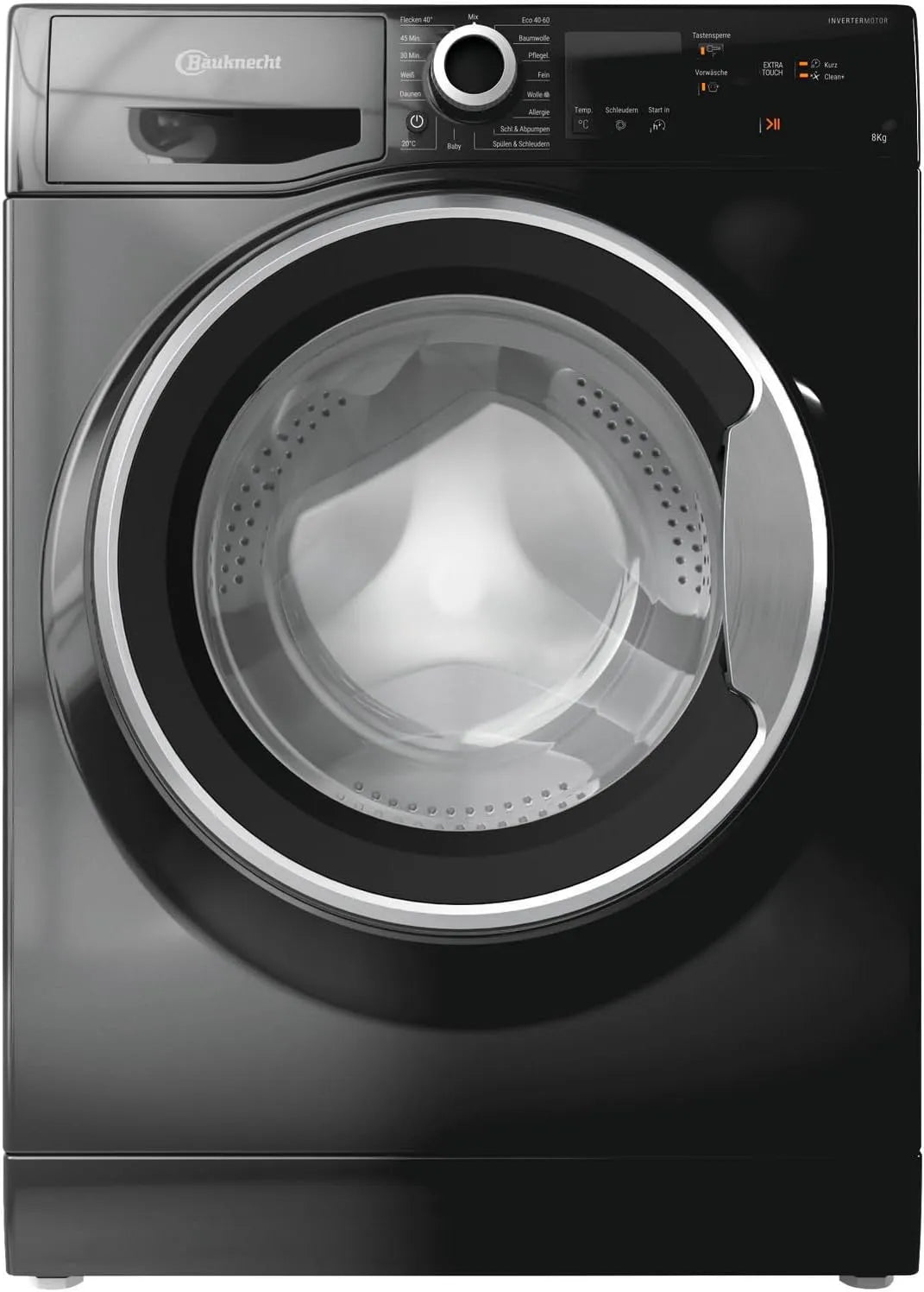 Bauknecht Waschmaschine S6300, Gewicht 8kg, Kurz 45, Langlebiger Inverter-Motor, Kraftvolle Fleckenentfernung, in Schwarz, W8 A Frontbeladung