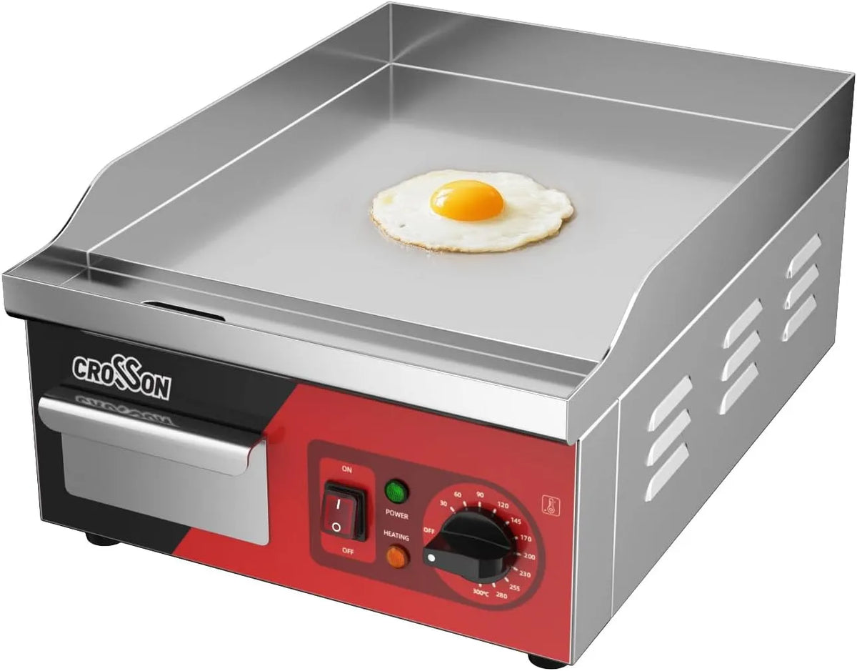 Grill, Inklusive Spachtel, CROSSON Kommerzielle Grillplatte Elektrisch 2000W, für Restaurant