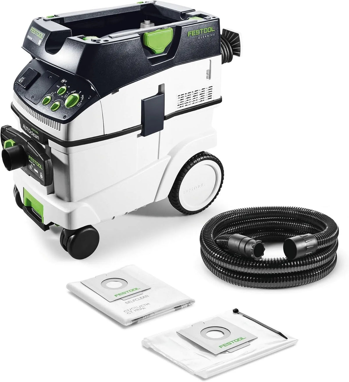 AC-LHS CLEANTEC CTM 36 E Festool Absaugmobil, mit High Performance Hauptfilter, SELFCLEAN Filtersack, Entsorgungssack, Saugschlauch knickfest
