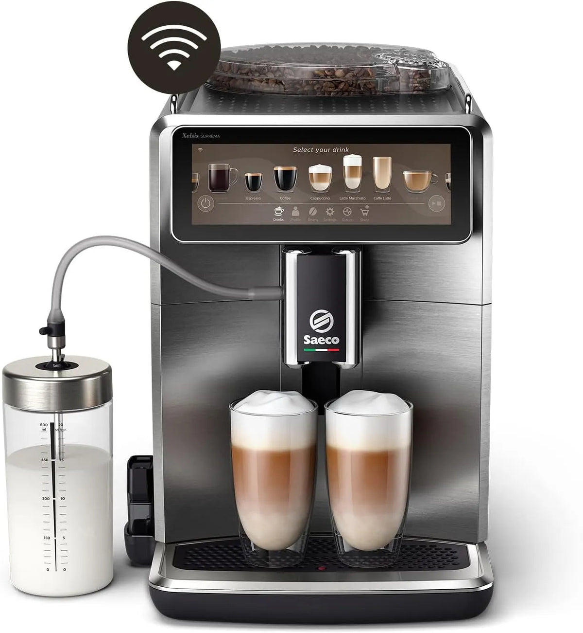 Saeco Kaffeevollautomat SM8889/00, Intuitives 7,8'-Touchdisplay, Xelsis Suprema, Keramikmahlwerk, 22 Kaffeespezialitäten, 8 Benutzerprofile