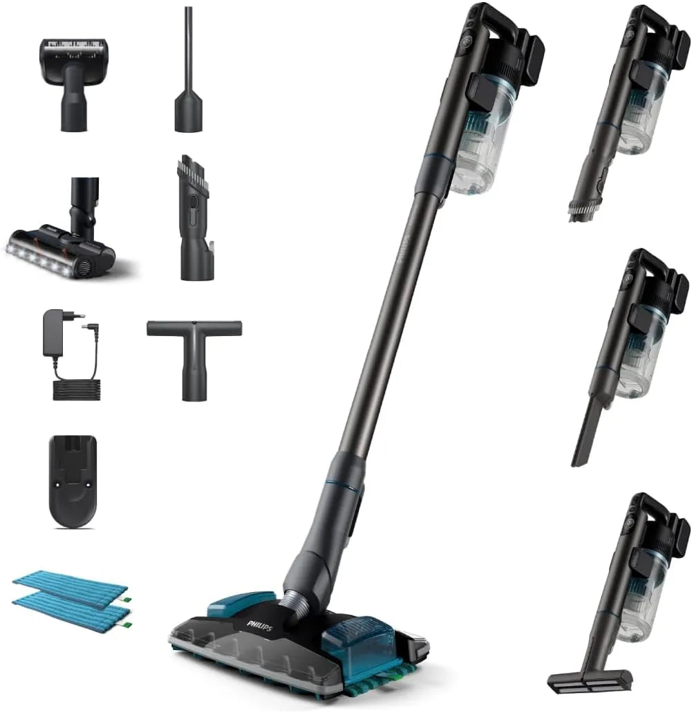 Philips Staubsauger 8000er XC8055/01, Hervorragende Saugleistung, Düsen mit LED-Licht, Aqua-Düse, Kabelloser der Serie für Haustiere, Display