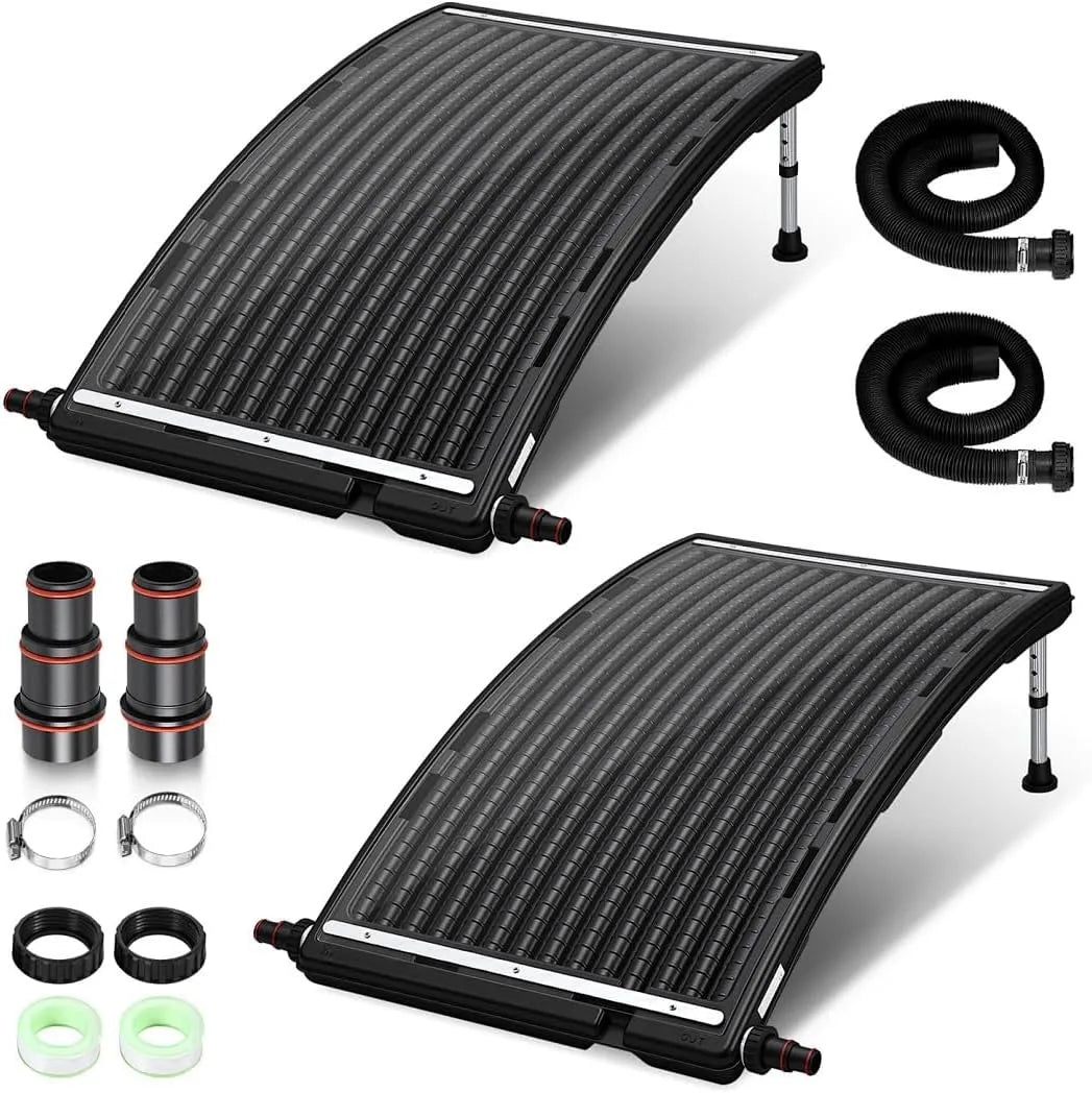 Pool 32-38mm 2er-Set, 2026 Neu Poolheizung Solar, Heizung 10000 L/H Anschluss Poolheizung Erweiterbar, Solarkollektor 113 x 65 x 35cm Höhenverstellbar