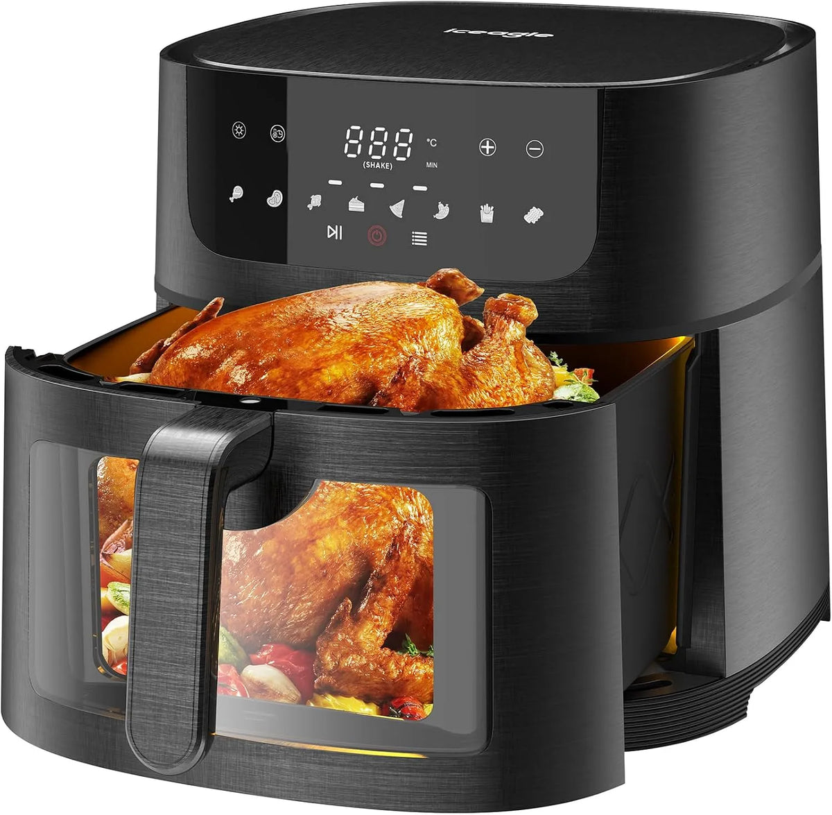 Heißluftfritteuse, XXL Air Fryer 9L, 8 Programmen, Leistung 1800W, Friteuse Airfryer ohne Öl mit Digitalem Led Touchscreen, Shake-Modus, Rezeptbuch