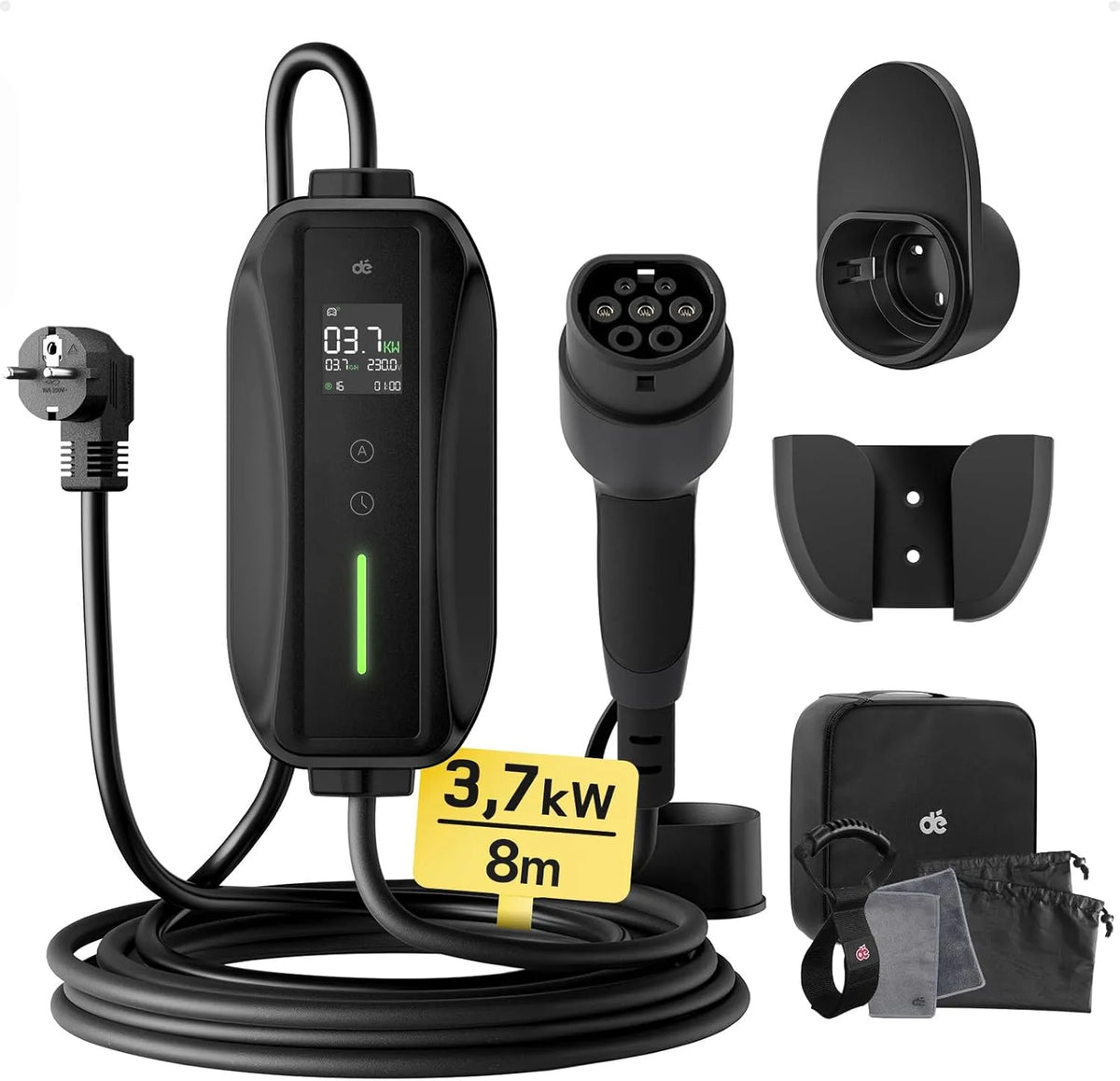 Modell Typ 2 Schuko 6-16A ID.3 ID.4 dé Ladekabel, 1-phasig, 8m, ID.5, MG4, Q4, Gla und Anderen PHEV