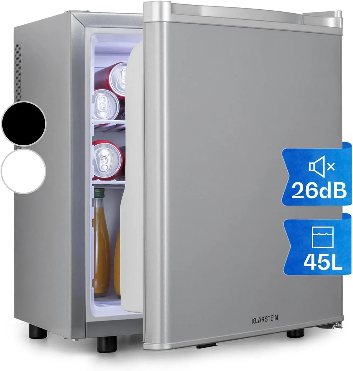 Klarstein Kühlschrank, Kleiner Skincar 6-18°C, Fassungsvermögen 45L, Mini für Zimmer, Snacks & Kosmetik, Kleine Minibar, Klein & Leise