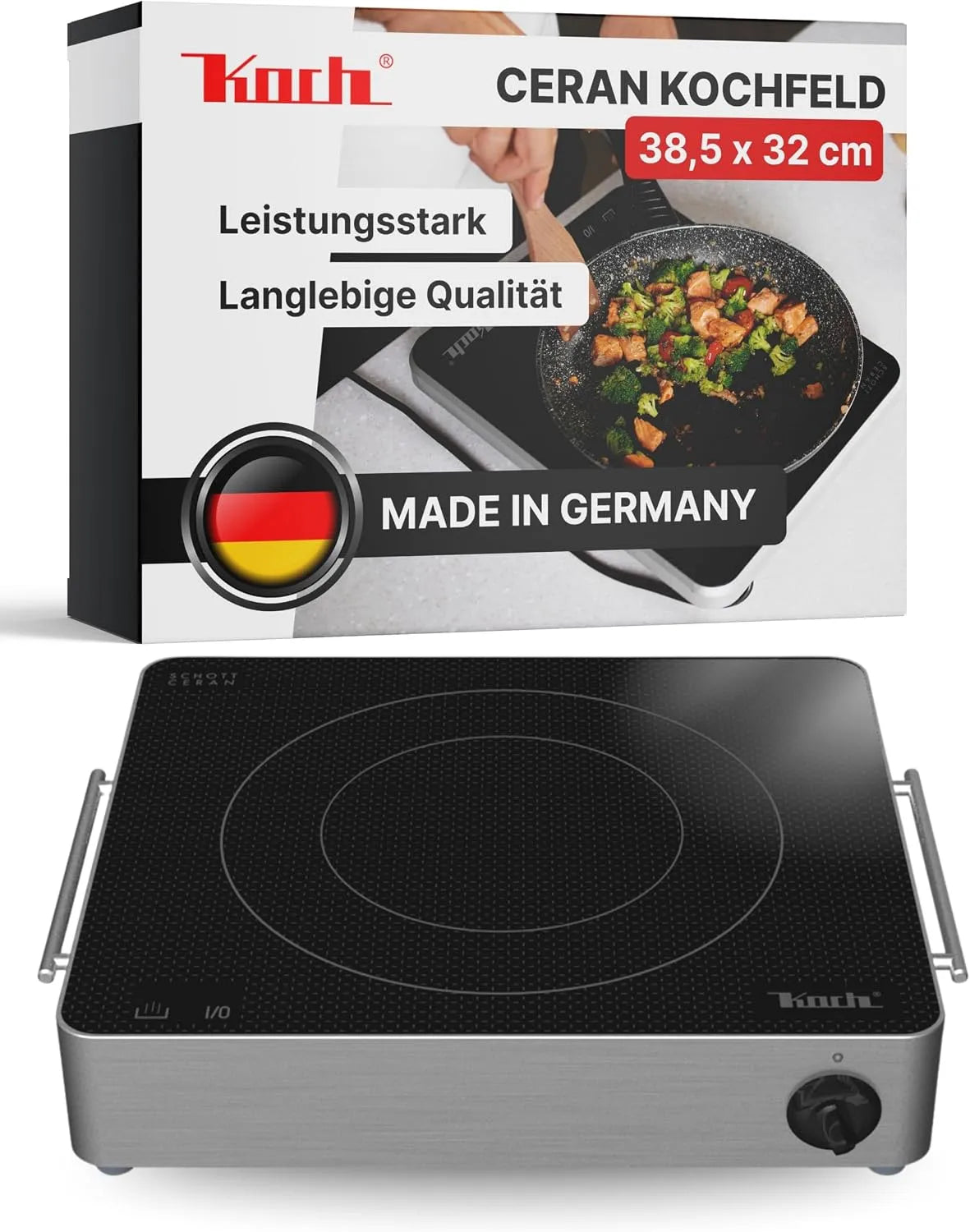 Modell RGK30 KOCH, Ceran Kochplatte 2 Kreis 2100 Watt, Fassungsvermögen 9 Leistungsstufen, Schott, Design Edition by, Made in Germany