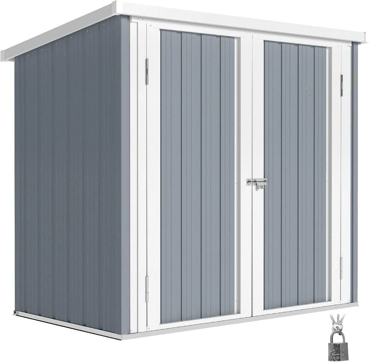 Gartenhaus Outsunny 134H, ABM. 147L x 86l x cm, 1,09 m², Geräteschuppen 2 abschließbare Türen, Stahlblech Hellgrau Weiß