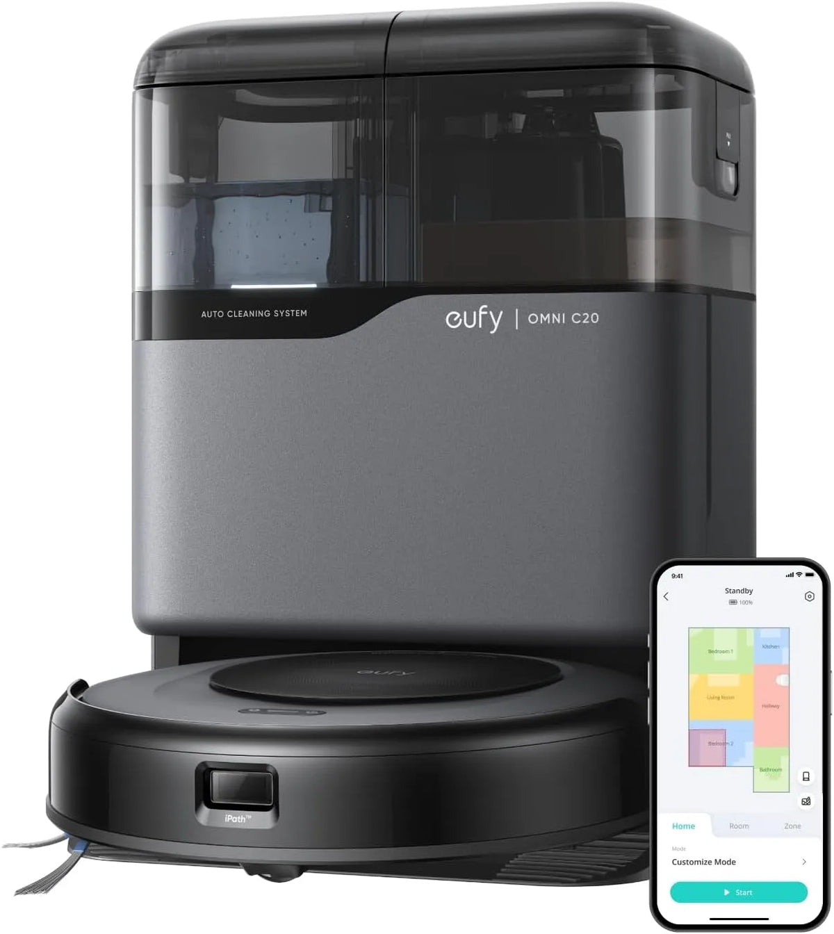 Saugroboter C20 eufy, Staubsauger Roboter mit Wischfunktion, 7.000Pa, 8,5cm Design, Omni mit All-in-One-Station, Auto-Entleerung, Kindersicherung