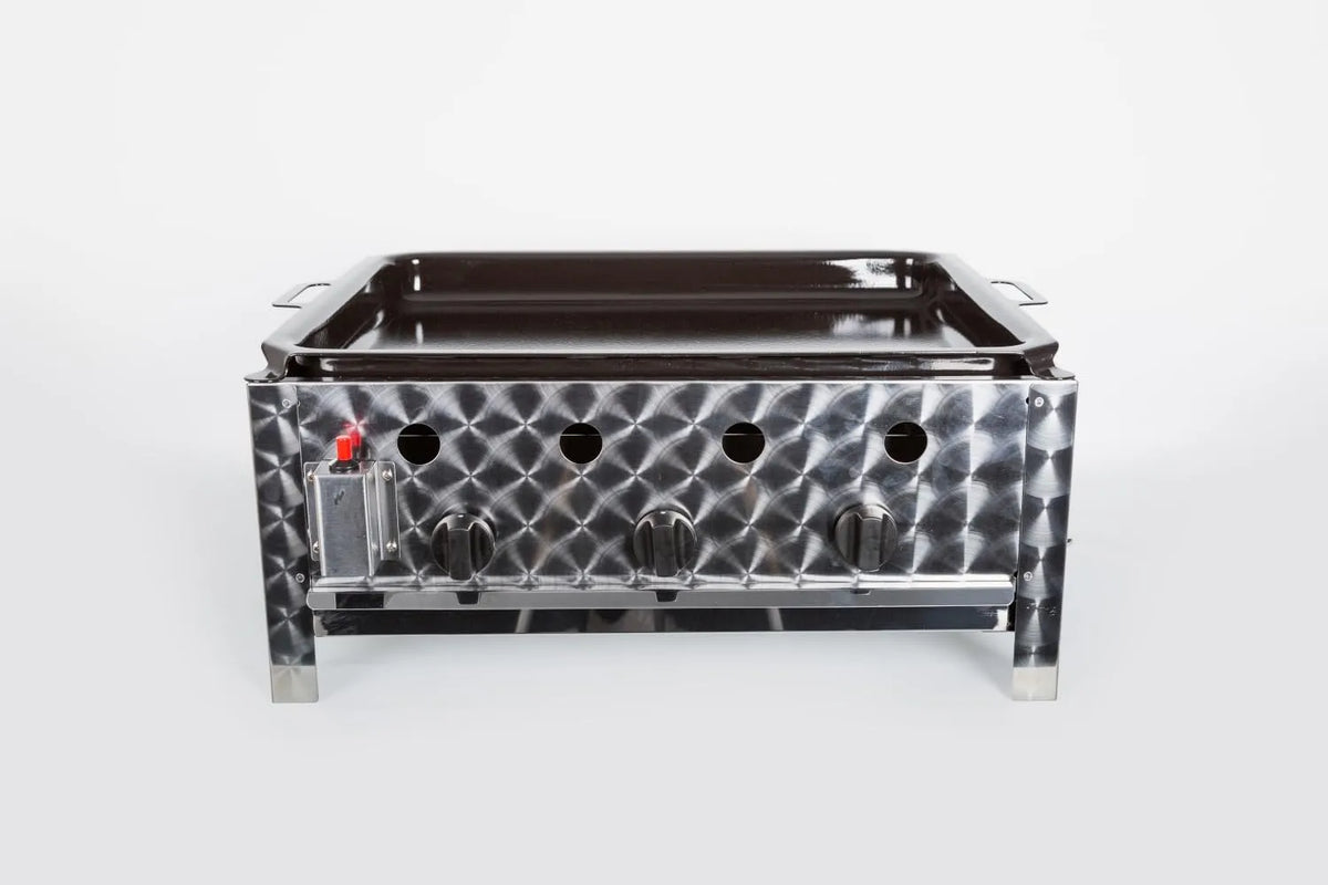 Gasgrill, mit Plancha-Platte, Gastrobräter 10,0 kW 3-flammig 70 x 56 x 31 cm