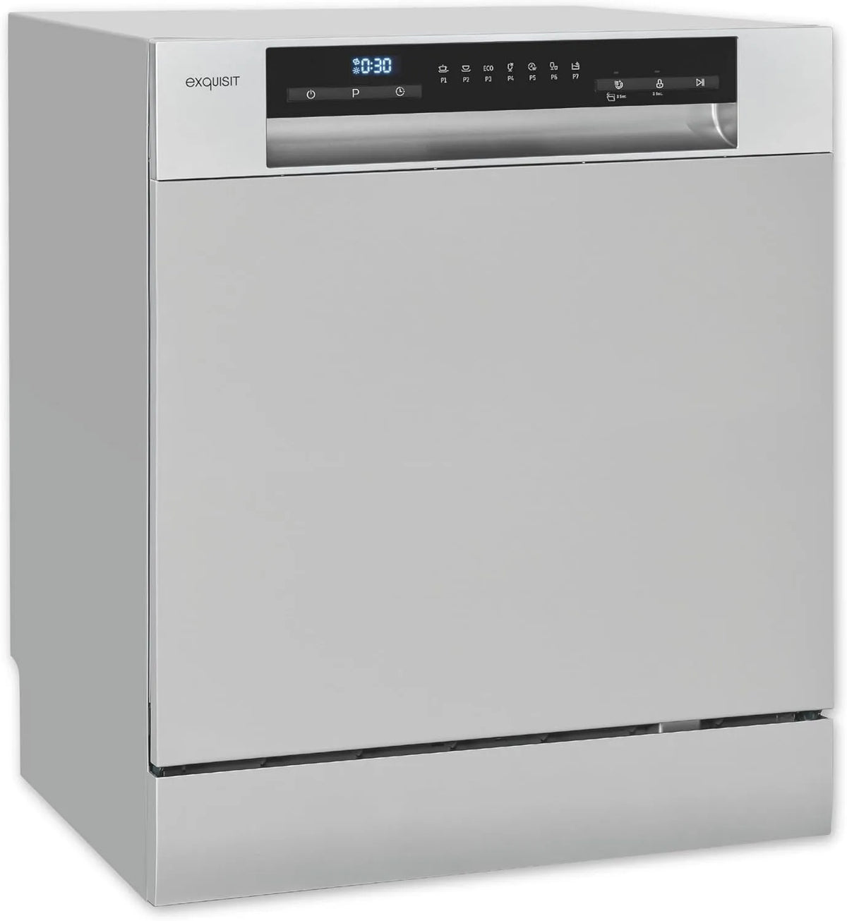 Exquisit Geschirrspüler GSP508-030D, Tischgeschirrspüler silber, Spülmaschine 55 cm in freistehender Ausführung, Kleiner 8 Maßgedecke