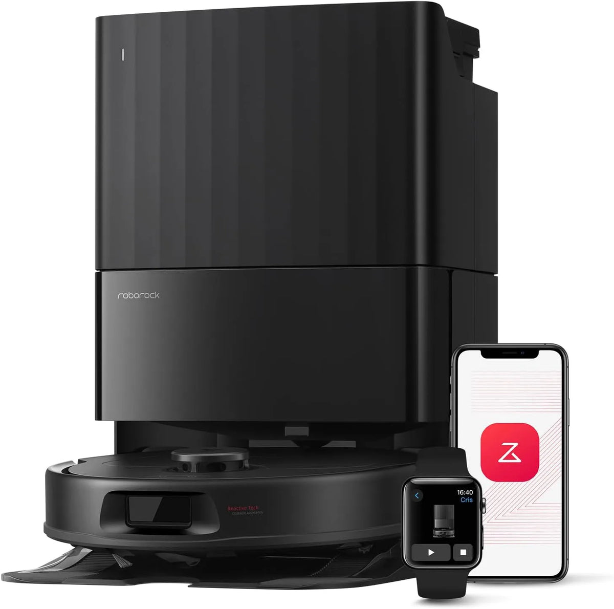 Roborock Saugroboter, 8000Pa Saugkraft, verbessert von Qrevo S, Hindernisvermeidung, in Schwarz, Qrevo Serie mit Wischfunktion&Hebarem Wischmopp