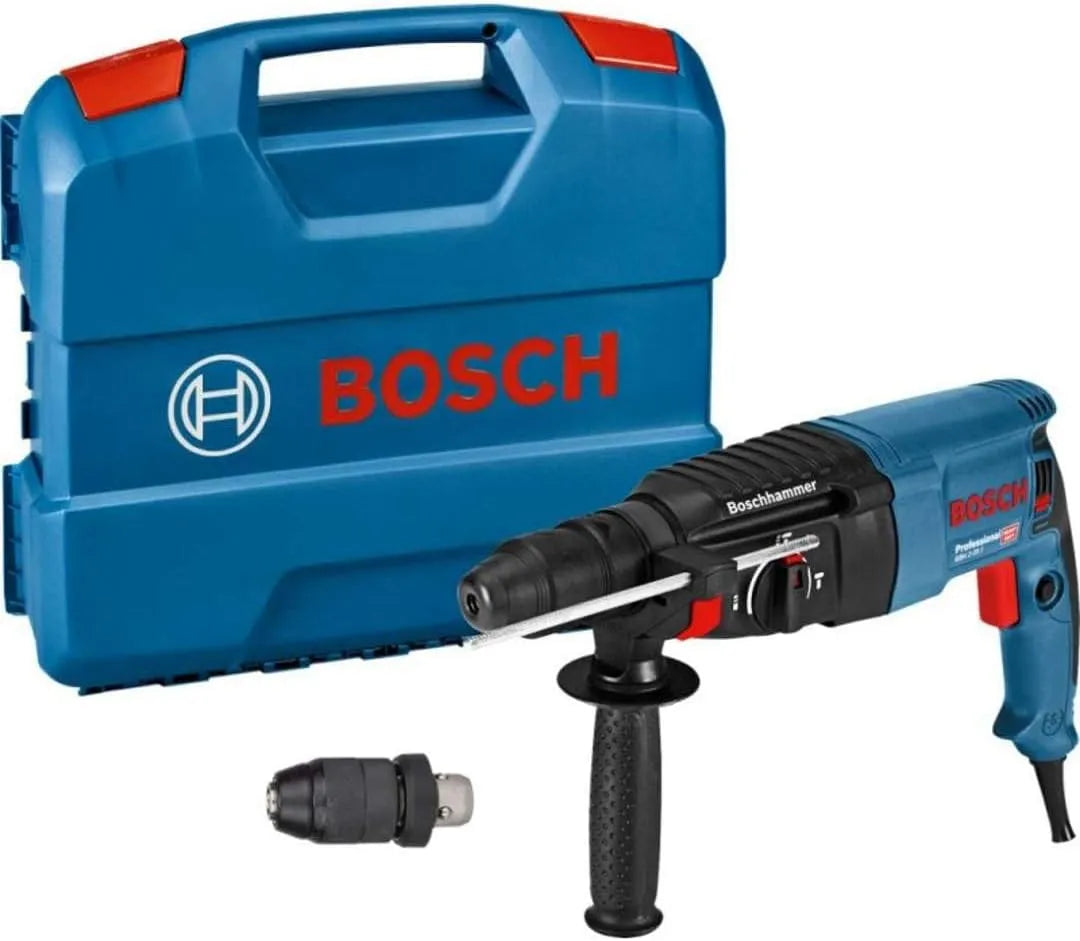 Bosch Professional Bohrhammer GBH 2-26 DFR, Schnellwechselbohrfutter 13mm, inklusive. Tiefenanschlag 210 mm, Zusatzhandgriff, im Koffer