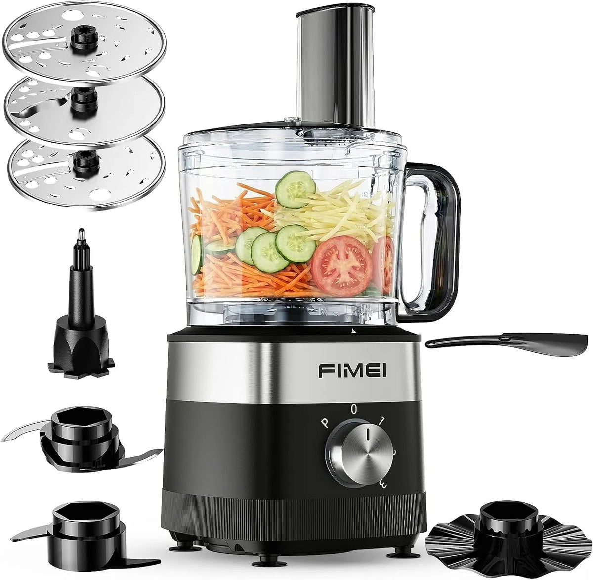 Küchenmaschine FIMEI, Leistung 800W, 3 Geschwindigkeitsstufen & Pulsfunktion, Fassungsvermögen 1,5L Zerkleinerer, 3 Geschwindigkeitsstufen, Teigkneter