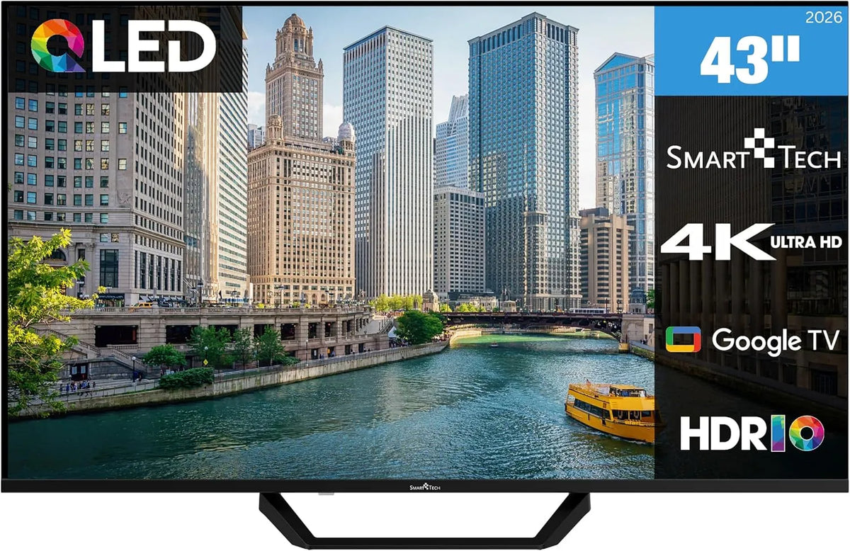 Modell QLED Fernseher 43 Zoll Google TV 43QG06V2 Smart Tech, HDR Fernseher mit 4K UHD Auflösung, Bluetooth und Triple-Tuner