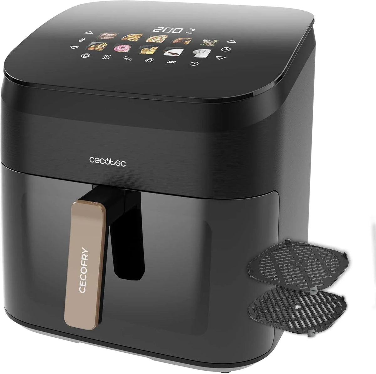 Cecotec Heißluftfritteuse 8500, Fassungsvermögen 8,5 L, 3-in-1 Grill & Grillplatte, Pizza Maker, BBQ-Geschmack zu Hause, 40–200 °C, Sichtfenster