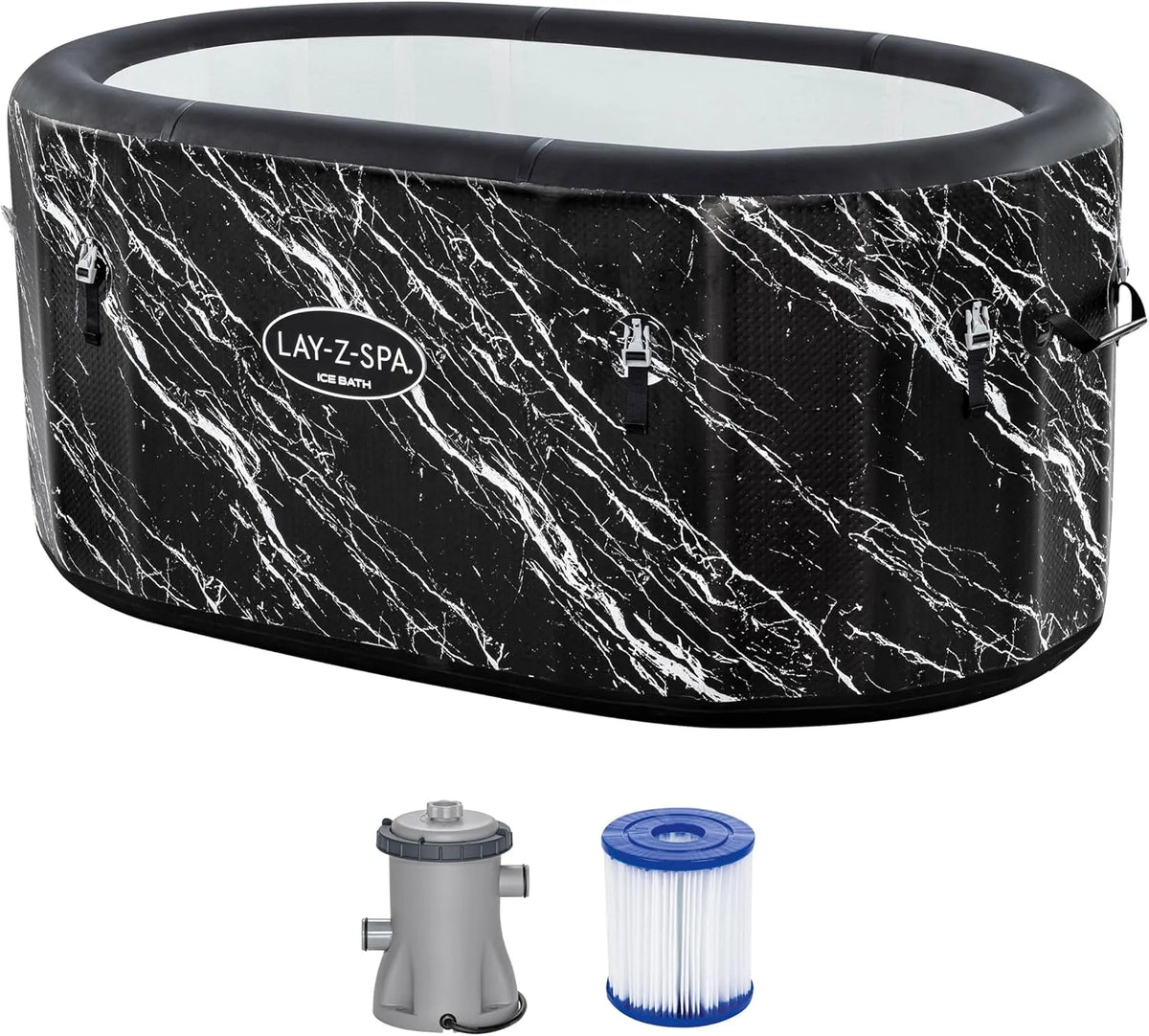 Bestway Lay-Z-SPA FortiFiber Eisbad Glacial Dip, Fassungsvermögen 420 Liter, Thermo-Abdeckung, Ganzjahresschutz, DEKRA-Zertifiziert, Filterpumpe