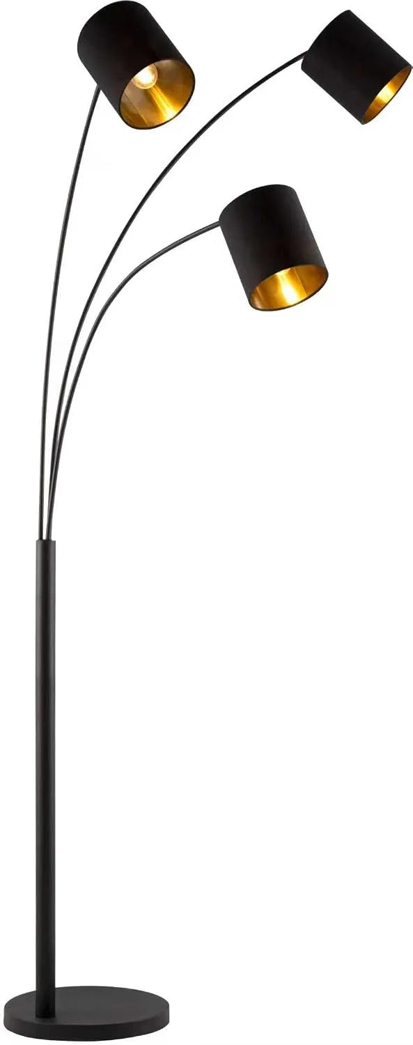 Verstellbare Bogenleuchte inklusive. 3x 9W LED Leuchtmittel E27 Home Sweet, Home Bogenlampe 3 Flammig in Schwarz Gold