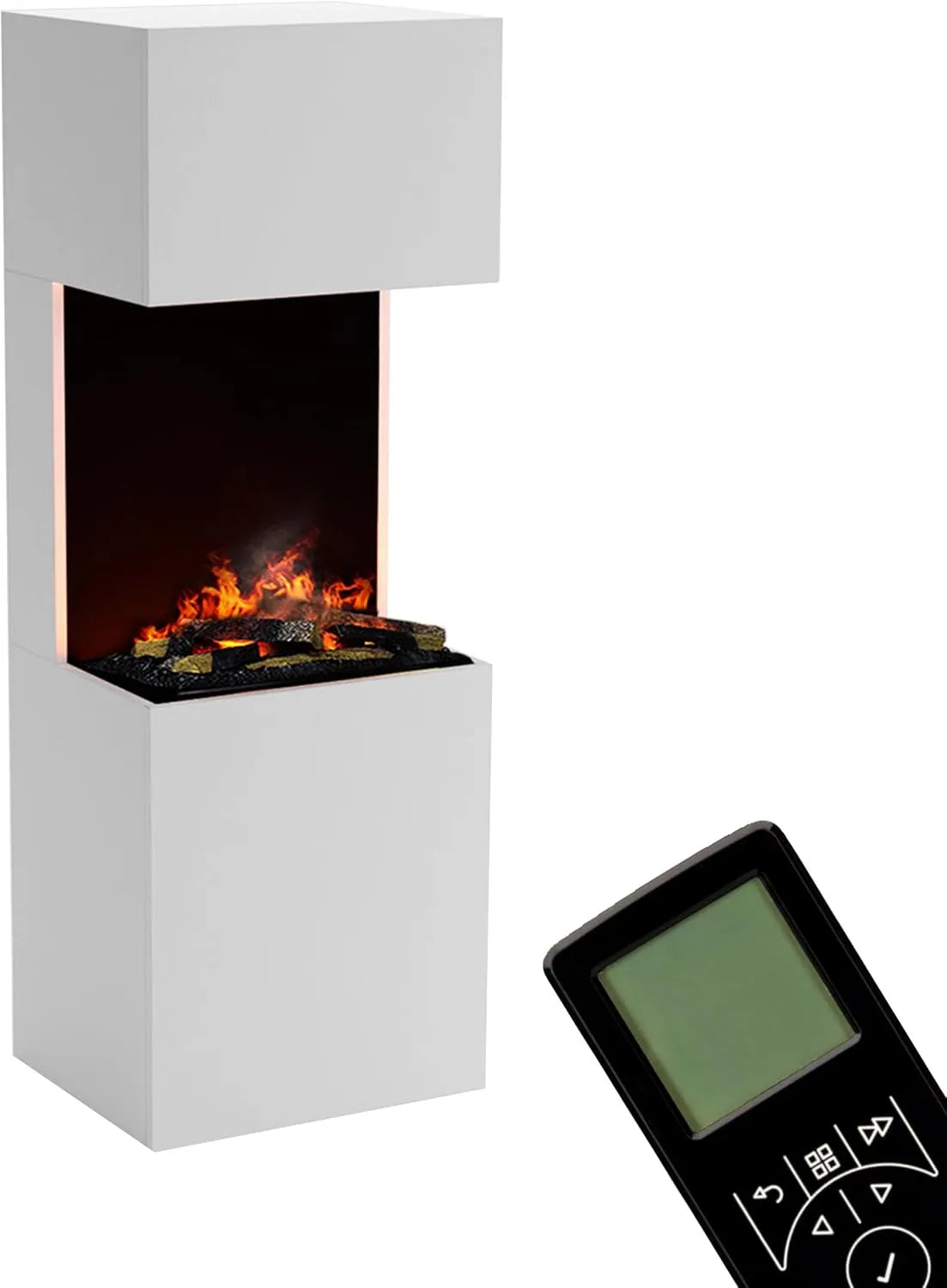 Elektrokamin 3D-Flammen, Opti-Myst 600 Elektro Kamin mit Holz-Deko, Standkamin, Knistereffekt & Fernbedienung, Maße 60x170x50 cm, Weiß