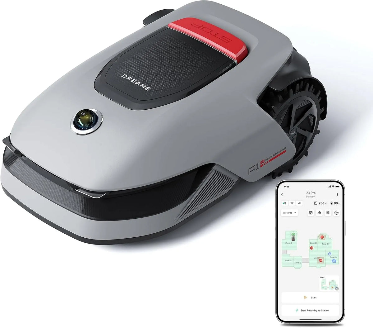 Dreame Intelligenter Mähroboter A1 Pro ohne Begrenzungskabel, 360°3D LiDAR, 2000m², Drahtloser Umfang, App-Steuerung, OmniSenseTechnologie