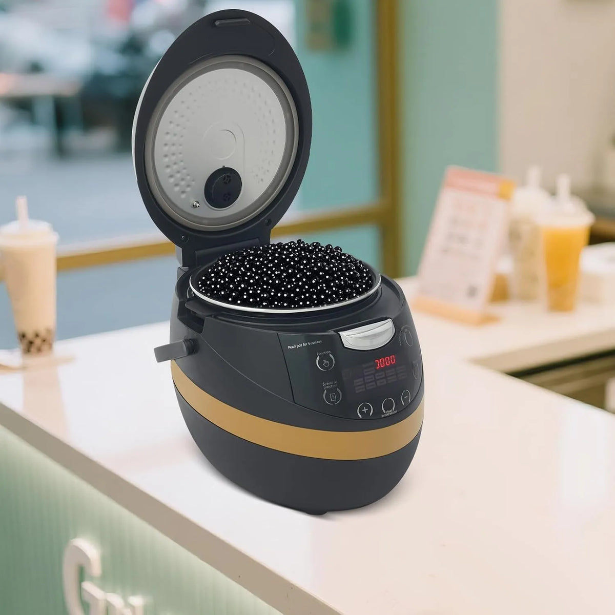Bubble Tea Maker mit Touchscreen Vollautomatischer Perlentopf, Antihaftbeschichtung, ideal für Tapioka-Perlen, Boba Tee, Bubble Tee und Milchtee