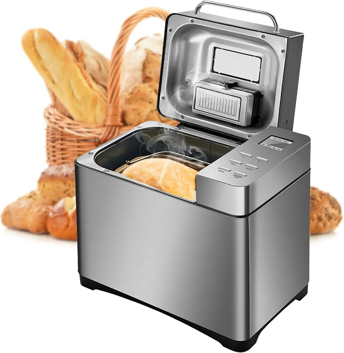 Leistung 650W Automatische Brotbackautomat Brotbackmaschine Brotmaschine Programmierbare Brotmaschine Digital Touch Auto Nut Dispenser Automatische