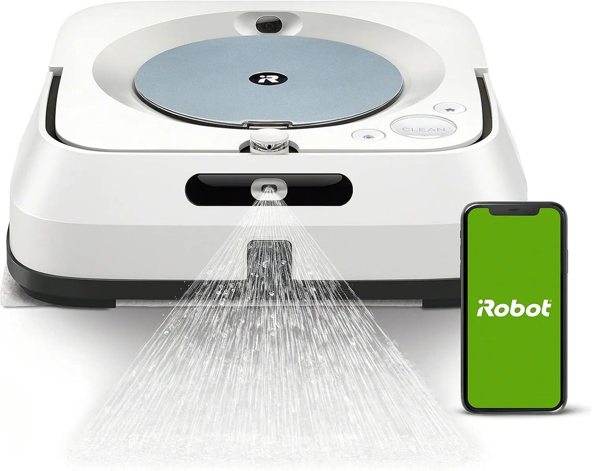 Modell Jet m6, Wischroboter mit Präzisions-Sprühstrahl m6134 iRobot Braava, Nasswischen & Trockenfegen, Sprachassistent-kompatibel, WLAN, in Weiß