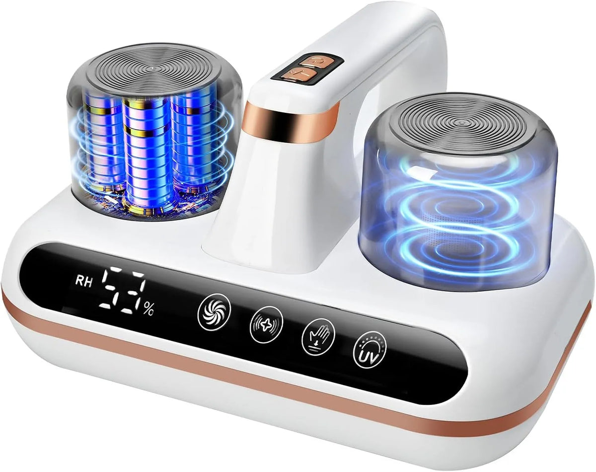 Staubsauger, Kabellos Milbensauger, mit Staubmilben-Sensor und Intelligente LED-Anzeige,1000W Milbenstaubsauger, mit UV-Licht, für Matratzen, Betten