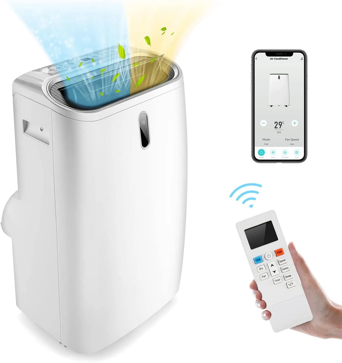 Goplus Klimaanlage GOPLUS 16000 BTU 24H-Timer, 5 in 1 mobiles Klimagerät: Kühlen, Heizen, Belüften, App, für Raumgröße bis 30㎡, Entfeuchten