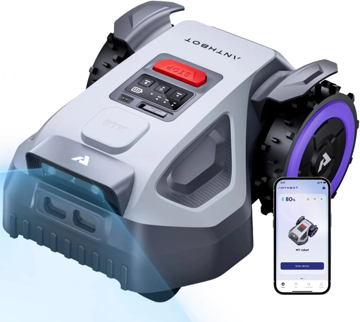 ANTHBOT M5 Mähroboter ohne Begrenzungskabel, für Gärten bis 500 m², max. 700 m², Neuer Genie mit RTK-Navigation und Dual-Vision, App-Steuerung