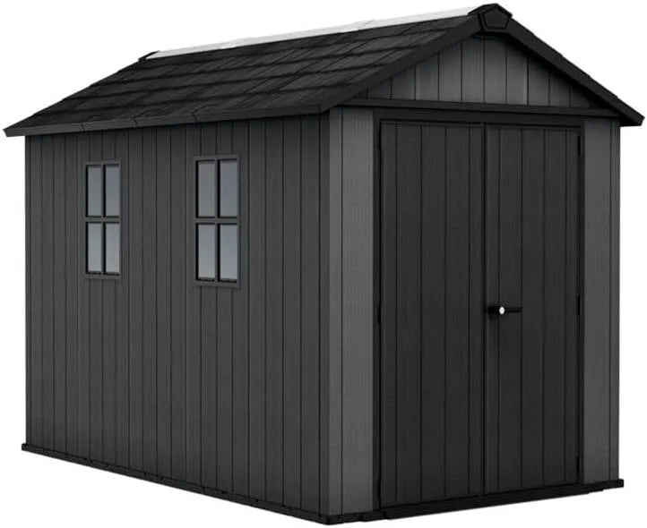 Gartenhaus Keter 7511, Newton aus Kunststoff mit Tür und 2 Fenstern, Maße 350x230x246 cm, 14m³ Stauraum, Gerätehaus, Geräteschuppen, Farbe Grau