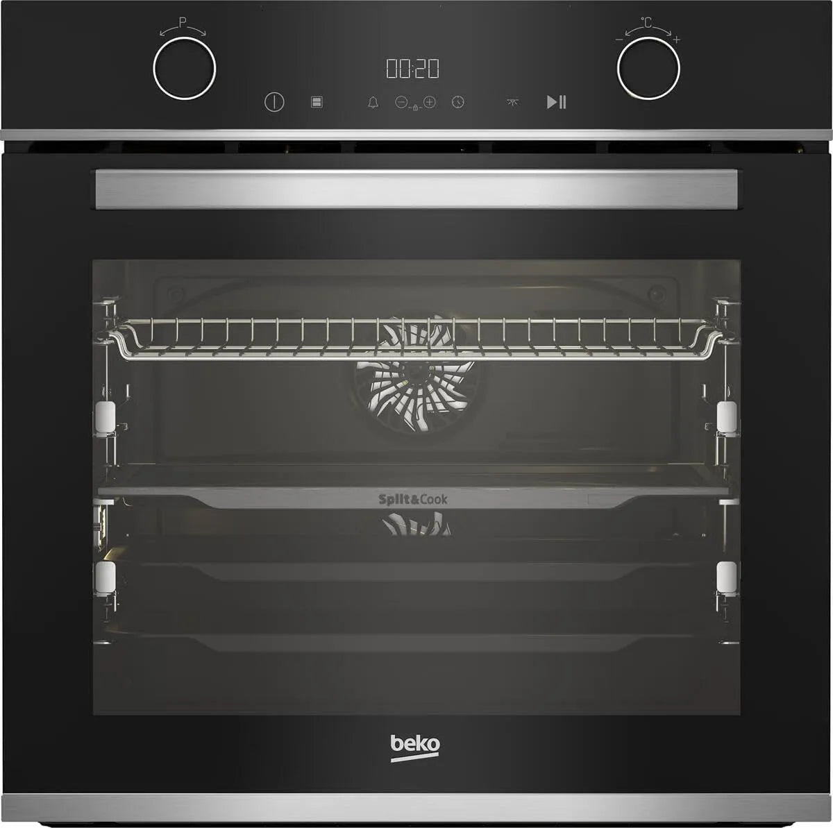 Beko Backofen BBVM13400XDS, Fassungsvermögen 72 L, SteamShine, Grillfunktion, in Schwarz, 59,4 cm breit, Einbaubackofen, Soft-Close-Tür, Split Cook