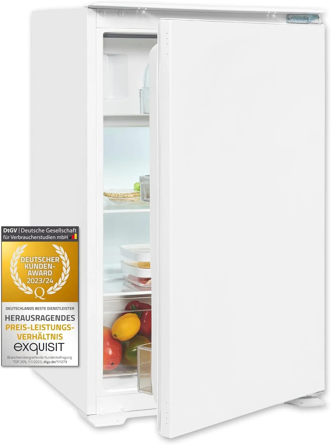 Exquisit Kühlschrank 4-Sterne-Gefrierfach EKS5131-4-E-040D, Fassungsvermögen 118 l Nutzinhalt, 39 dB, Einbaukühlschrank mit Gefrierfach, kompakt