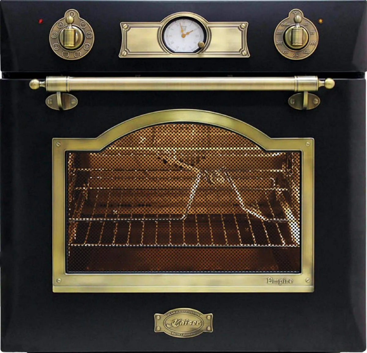 Backofen EH 6355, Selbstreinigender Elektrobackofen 67L, Heißluft, Retro Design mit modern Technologie, Einbau mit Drehspieß, Grill