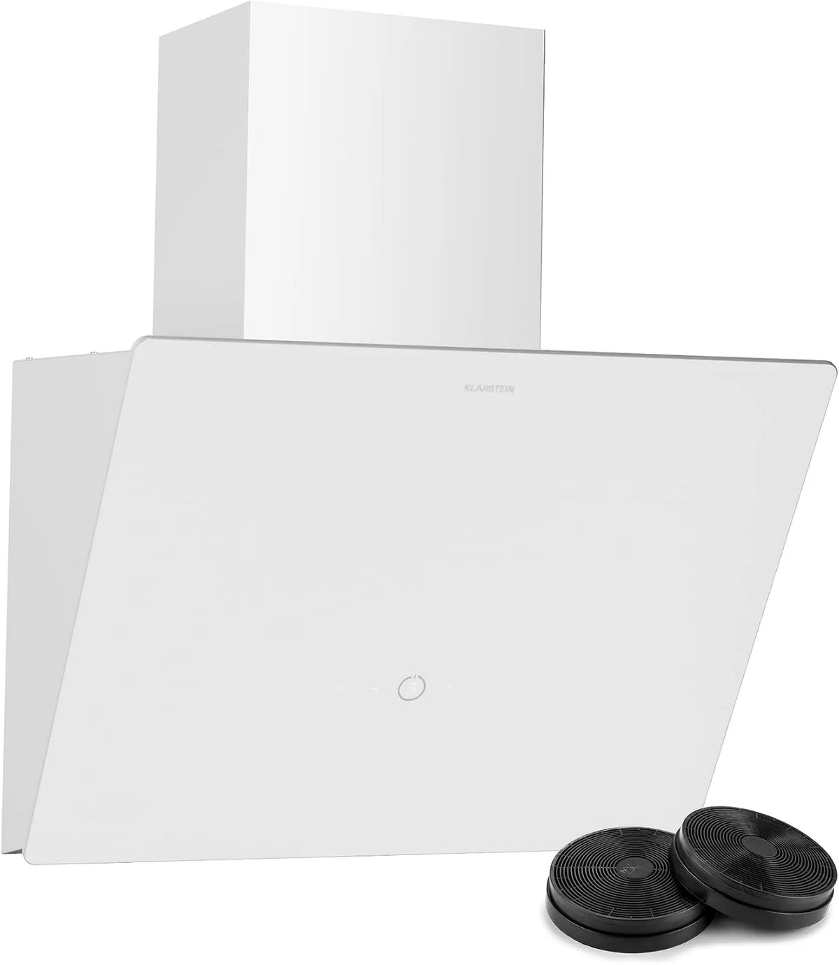 Klarstein Dunstabzugshaube, 50 cm kopffreie Haube, Leise 50 dB, 183-336 m³/h Luftstrom, MaxAir, Touch-Bedienung, Energieeffizienzklasse A++, Weiß
